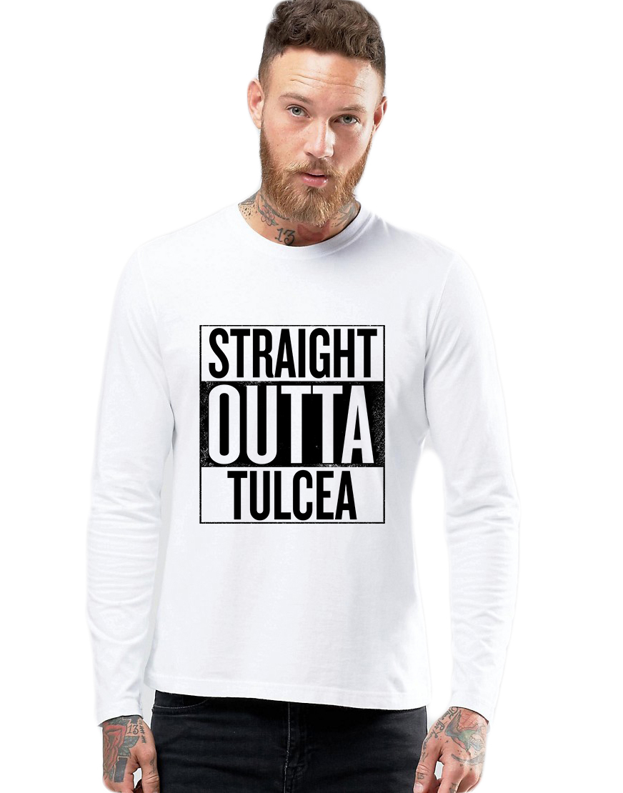 Bluza barbati alba - Straight Outta Tulcea - CATEGORIE
